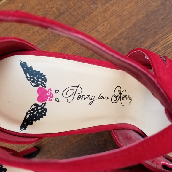 Penny Loves Kenny Red Faux Suede Heels with Tie * Women's Size 7.5 - Picture 6 of 7